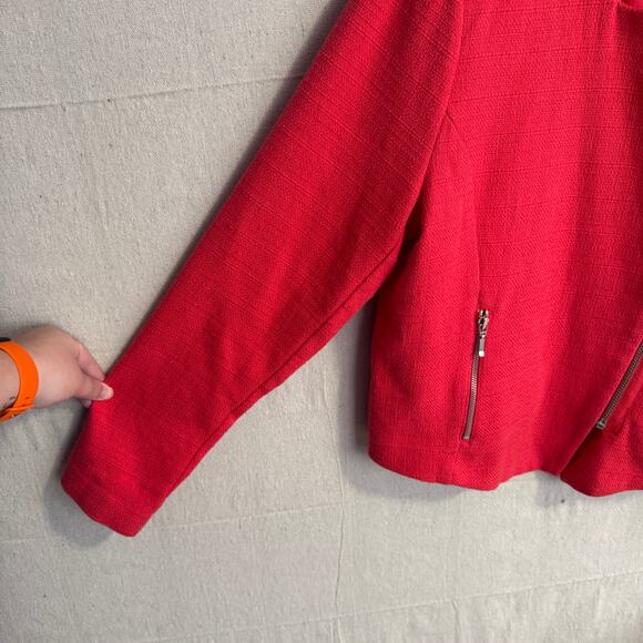 Mossimo Blazer Jacket Size 18 Red Cotton Zip Front Long Sleeve Business Wear - Picture 5 of 11